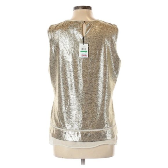 CALVIN KLEIN GOLD METALLIC SLEEVELESS TOP NEW WITH TAGS - Picture 3 of 4